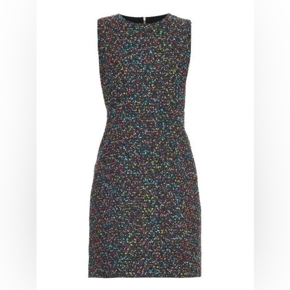 Diane von Furstenberg Carrie II Colorful Round Neck Solid Half Back Tweed sz 10 - Picture 3 of 13